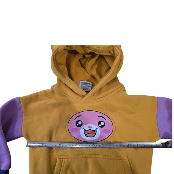 LankyBox Hoodie Little Kid XS Yellow Pink Foxy Ears Tail Graphic Sweatshirt - Picture 4 of 7